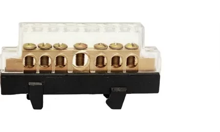 Distribudor unipolar con anclaje a riel DIN 7 conex Negro 125 A ELENT