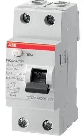 Interruptor diferencial 2 x 25A. Sens = 30 mA ABB