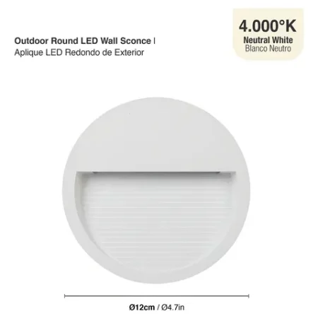 Aplique LED 6W Ø12cm Blanco Neutro Outdoor Aluminio Inyectado