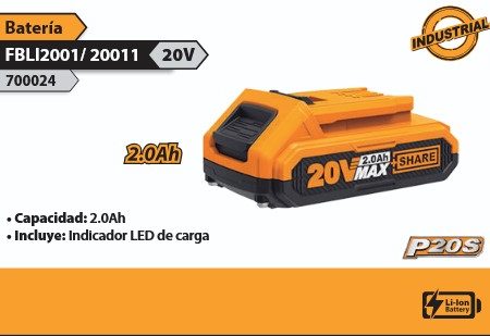 BATERIA 20V LI-ION 2.0AH INDUSTRIAL INGCO
