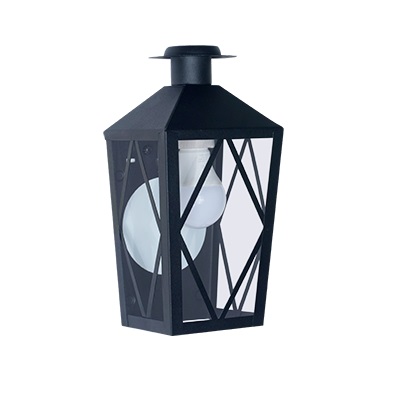 Farol de pared con reja y sombrero color Negro