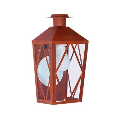 Farol de pared con reja y sombrero Color oxidado