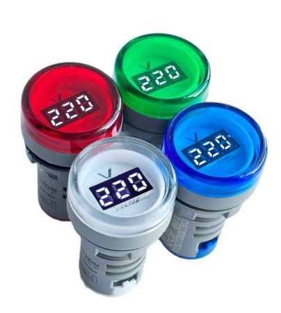 Voltimetro 50-500v Digital Ojo de Buey 22mm VC Azul